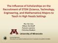 The Influence of Scholarships on the Recruitment of STEM (Science, Technology, Engineering, and Mathematics) Majors to Teach in High Needs Settings PowerPoint PPT Presentation