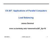 CS 267: Applications of Parallel Computers  Load Balancing
