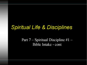 Spiritual Life