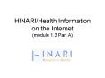 HINARI/Health Information on the Internet (module 1.3 Part A) PowerPoint PPT Presentation