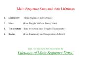 Main Sequence Stars and their Lifetimes