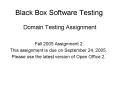 Black Box Software Testing  Domain Testing Assignment PowerPoint PPT Presentation