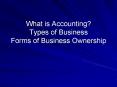 What is Accounting? Types of Business Forms of Business Ownership PowerPoint PPT Presentation