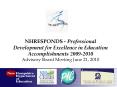 NHRESPONDS - Professional Development for Excellence in Education Accomplishments 2009-2010 Advisory Board Meeting June 21, 2010 PowerPoint PPT Presentation