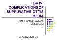 Ear IV: COMPLICATIONS OF SUPPURATIVE OTITIS MEDIA PowerPoint PPT Presentation