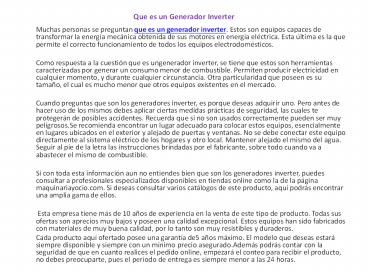 Que son los Generadores Inverter