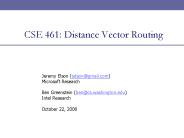 CSE 461: Distance Vector Routing
