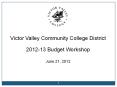Victor Valley Community College District 2012-13 Budget Workshop June 21, 2012 PowerPoint PPT Presentation