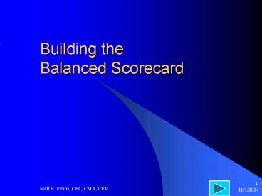 Building the Balanced Scorecard