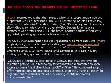 The Gluu Server now supports Red Hat Enterprise Linux