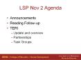 LSP Nov 2 Agenda PowerPoint PPT Presentation