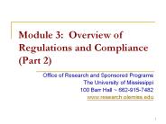 Module 3: Overview of Regulations and Compliance (Part 2)