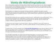 Venta de Hidrolimpiadoras