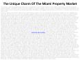 The Unique Charm Of The Miami Property Market
