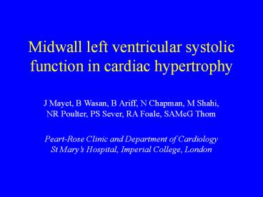 Midwall left ventricular systolic function in cardiac hypertrophy