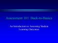 Assessment 101: Back-to-Basics PowerPoint PPT Presentation