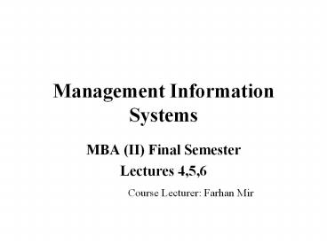 Management Information Systems