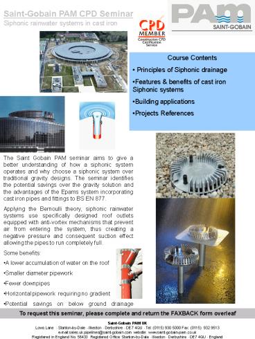 Saint-Gobain PAM CPD Seminar