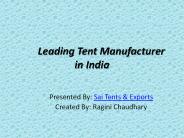 Leading Tent Manufacturer in India