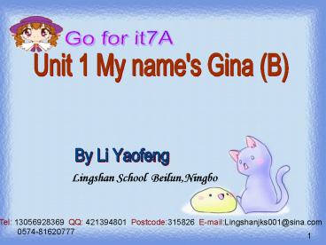 Unit 1 My name's Gina (B)
