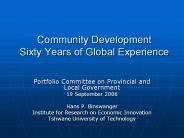 Community Development Sixty Years of Global Experience