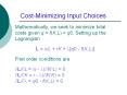 Cost-Minimizing Input Choices PowerPoint PPT Presentation