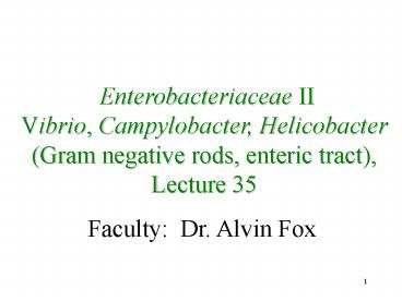 Faculty: Dr. Alvin Fox