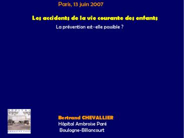 Les accidents de la vie courante des enfants