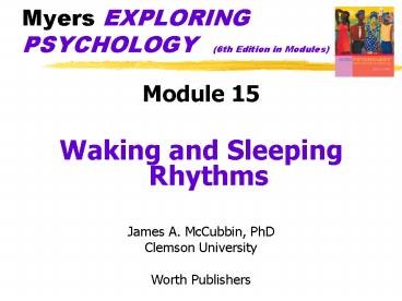 Myers EXPLORING PSYCHOLOGY  (6th Edition in Modules)