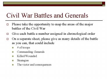 Civil War Battles and Generals