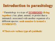 Introduction to parasitology