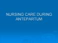 NURSING CARE DURING ANTEPARTUM PowerPoint PPT Presentation
