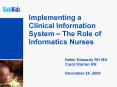 Implementing a Clinical Information System  PowerPoint PPT Presentation