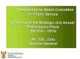 Presentation to Select Committee on Public Service Overview of the Strategic and Annual Performance Plans 2013/14  PowerPoint PPT Presentation