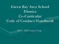 Green Bay Area School District Co-Curricular Code of Conduct Handbook PowerPoint PPT Presentation