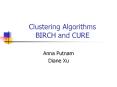 Clustering Algorithms BIRCH and CURE PowerPoint PPT Presentation