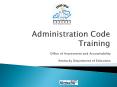 Administration Code Training PowerPoint PPT Presentation