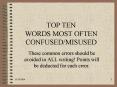TOP TEN WORDS MOST OFTEN CONFUSED/MISUSED PowerPoint PPT Presentation