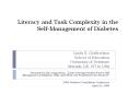 Literacy and Task Complexity in the Self-Management of Diabetes PowerPoint PPT Presentation