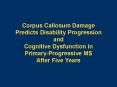 Corpus Callosum Damage Predicts Disability Progression and Cognitive Dysfunction in Primary-Progressive MS After Five Years PowerPoint PPT Presentation