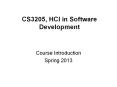 CS3205, HCI in Software Development PowerPoint PPT Presentation