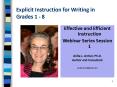Explicit Instruction for Writing in Grades 1 - 8 PowerPoint PPT Presentation