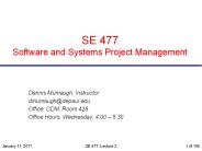 SE 477 Software and Systems Project Management