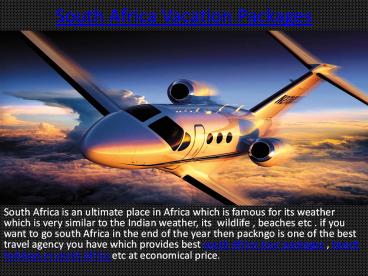 South Africa Vacation Packages