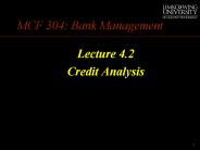 MCF 304: Bank Management