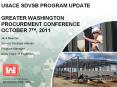 USACE SDVSB PROGRAM UPDATE GREATER WASHINGTON PROCUREMENT CONFERENCE OCTOBER 7TH, 2011 PowerPoint PPT Presentation