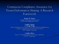 Continuous Compliance Assurance for Trusted Information Sharing: A Research Framework PowerPoint PPT Presentation