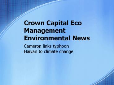 Cameron links typhoon Haiyan to climate change