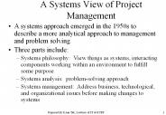 A Systems View of Project Management