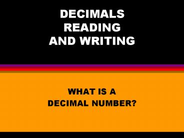 DECIMALS READING AND WRITING